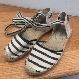 Soludos Stripped Espadrille Lace Up Sandals